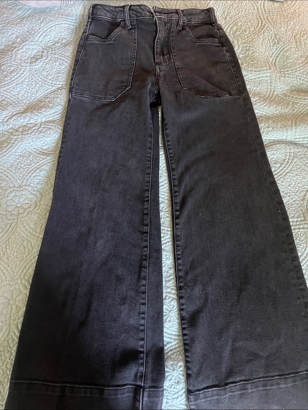 Pilcro Black Wide-Leg Jeans with Front Patch Pockets